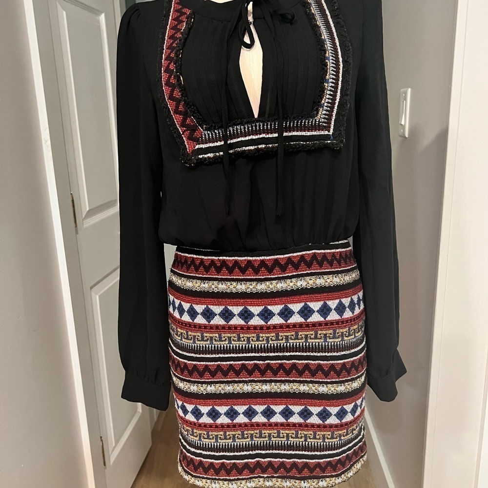 Re-Named Two Textures, Black With Colorful Skirt … - image 4